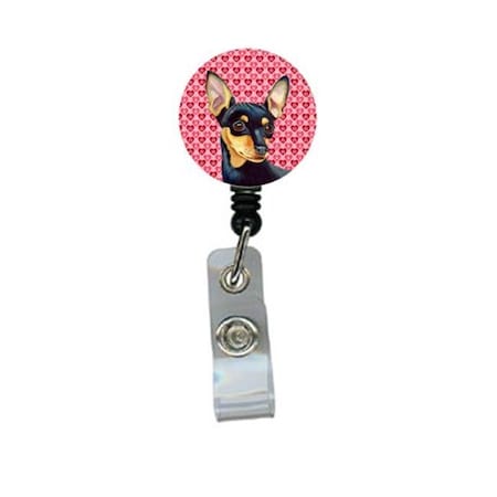 Min Pin Valentines Love And Hearts Retractable Badge Reel Or ID Holder With Clip
